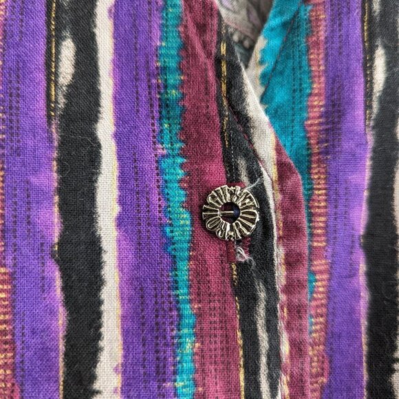 21 - Vintage Paisley Striped Western Button down - Picture 4 of 9